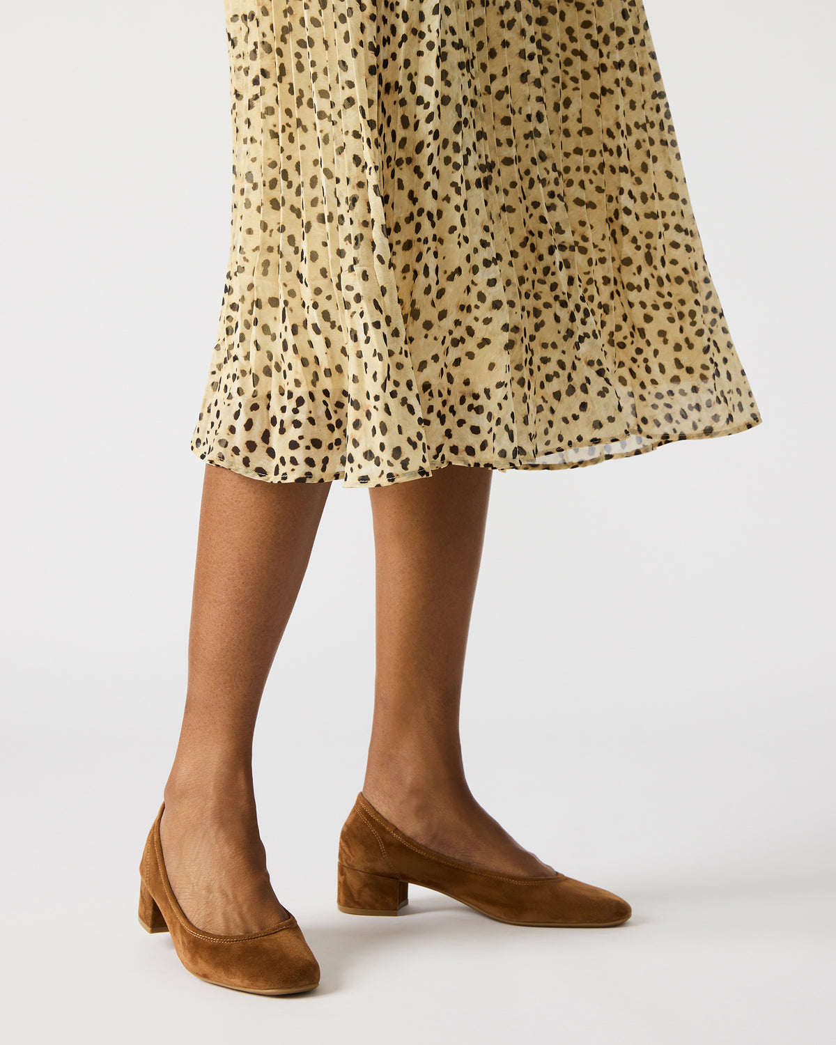 MOLLIE Chestnut Suede Ballet Women's Block Heels