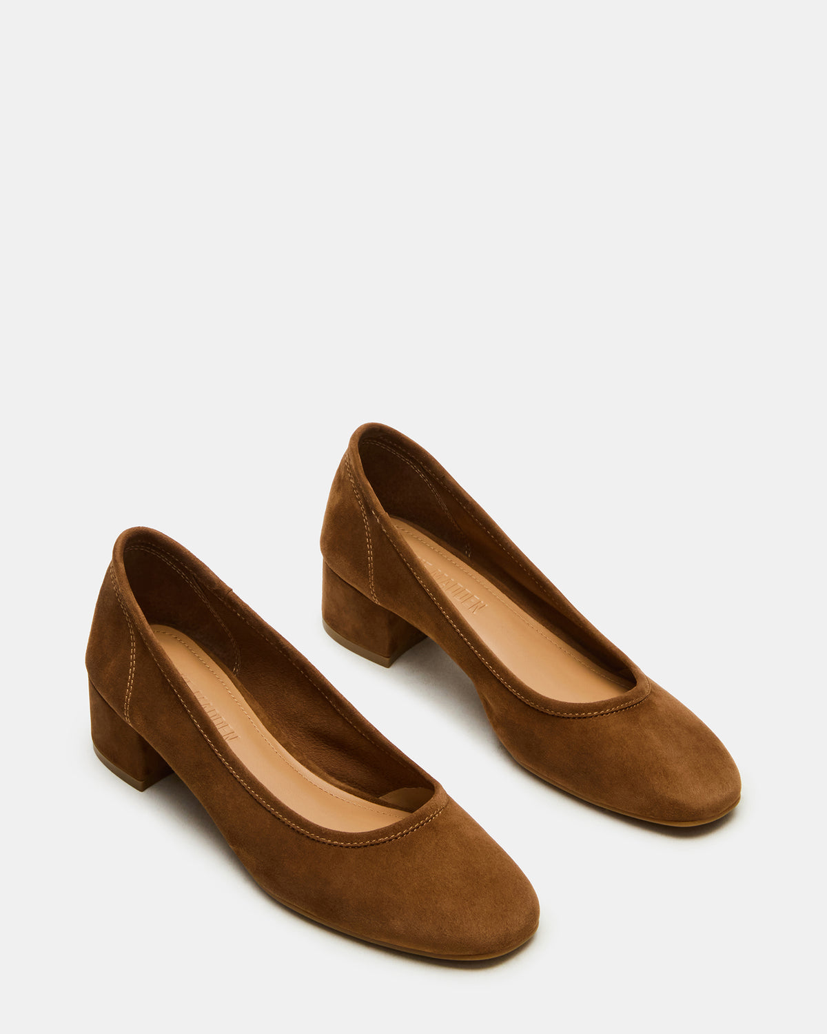 MOLLIE Chestnut Suede Ballet Women's Block Heels