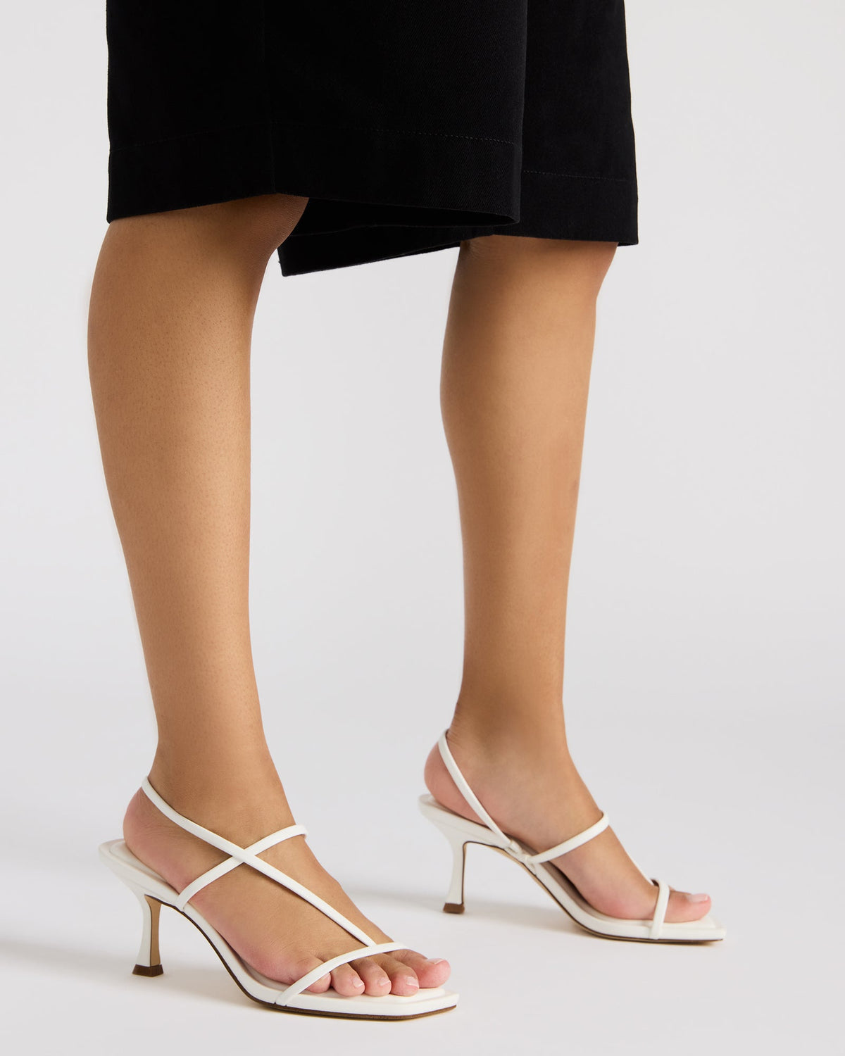 LOCKE White Women's Dainty Strappy Square Toe Heel