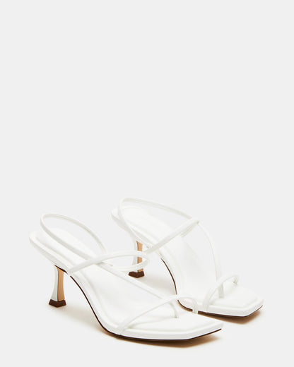 LOCKE White Women's Dainty Strappy Square Toe Heel