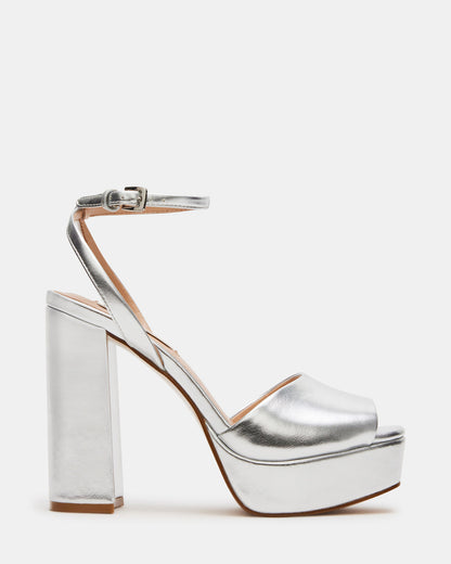 LOURDES Silver Metallic Platform Heel | Women's Heels