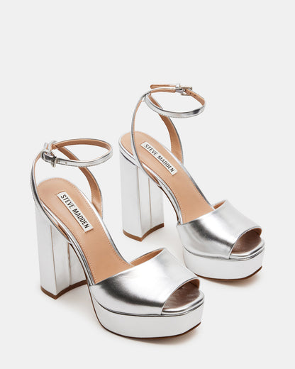 LOURDES Silver Metallic Platform Heel | Women's Heels