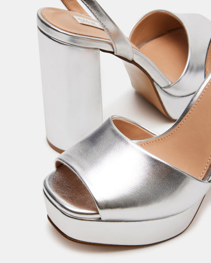 LOURDES Silver Metallic Platform Heel | Women's Heels