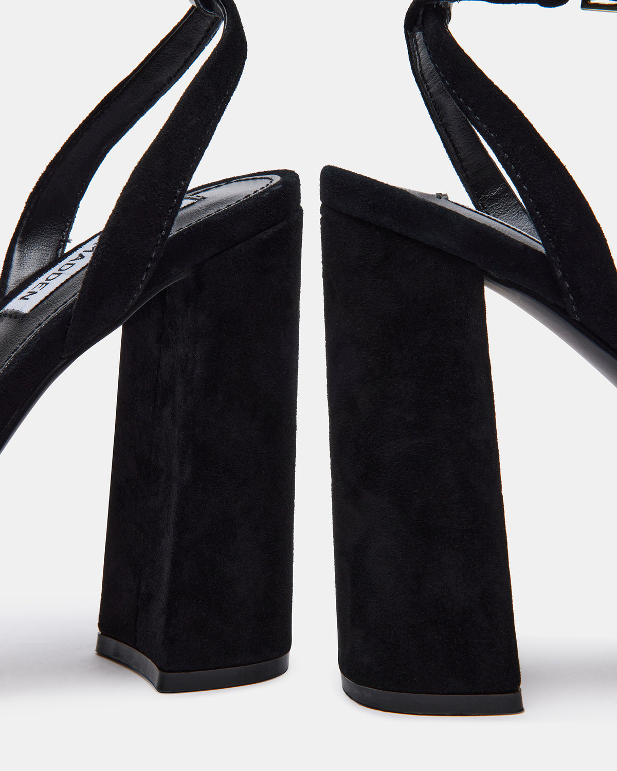 LESSA Black Suede Platform Block Heel | Women's Heels