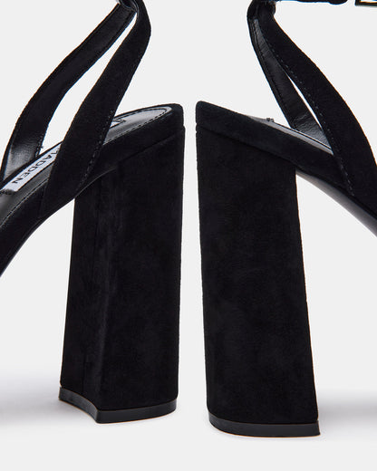 LESSA Black Suede Platform Block Heel | Women's Heels