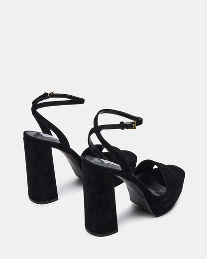LESSA Black Suede Platform Block Heel | Women's Heels