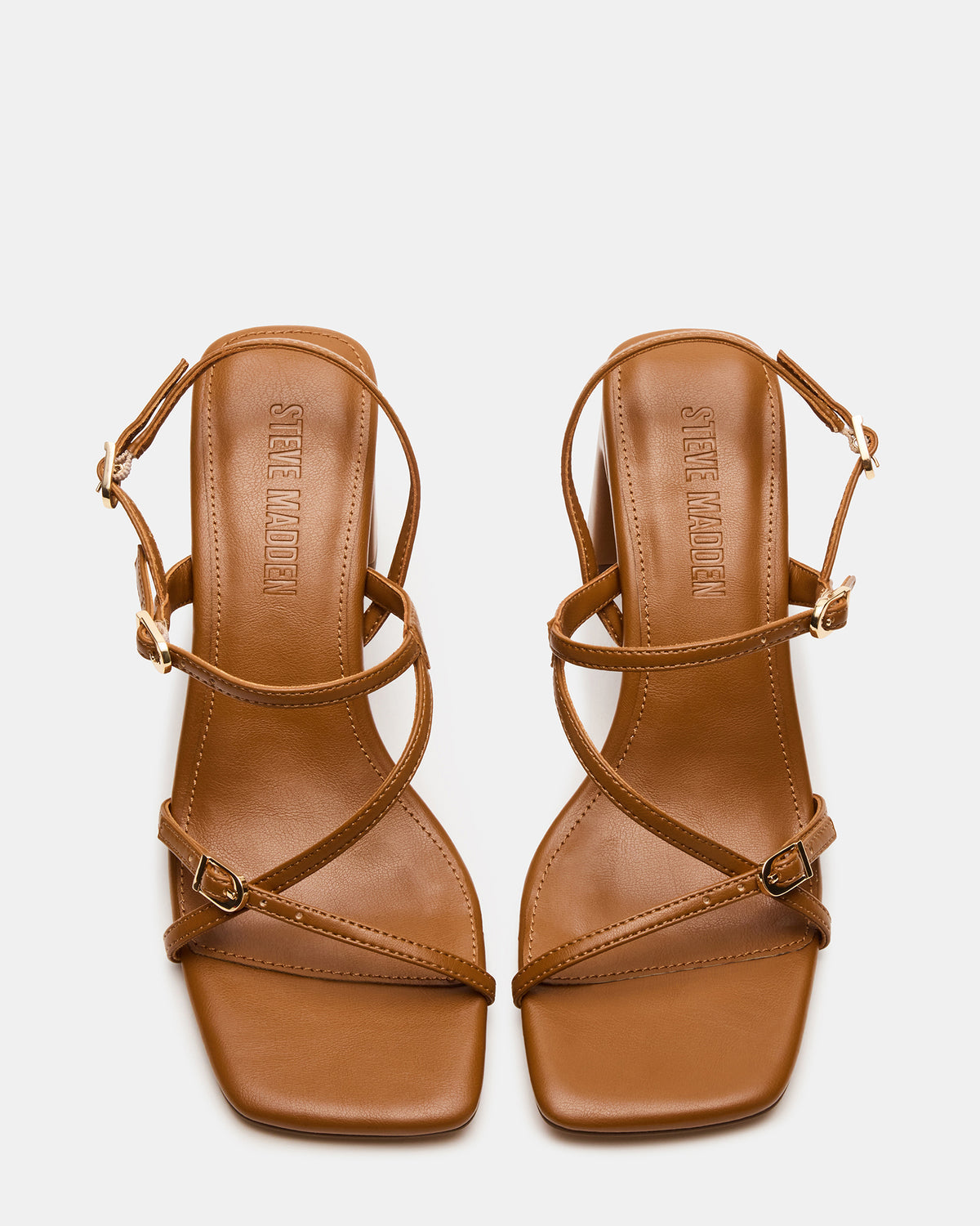 VANTAGE Caramel Women's Square-Toe Strappy Slingback Heel