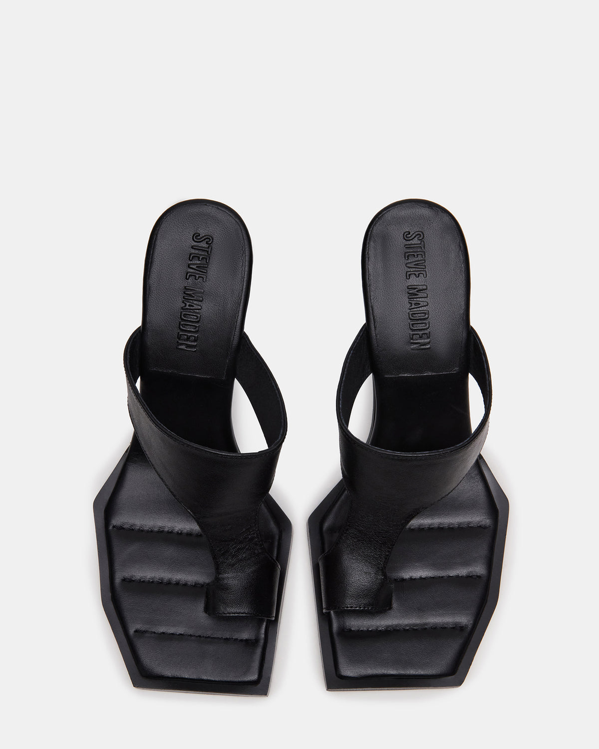 ALAMEDA Black Leather Square-Toe Mule Women's Heel
