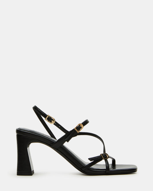 VANTAGE Black Women's Square-Toe Strappy Slingback Heel