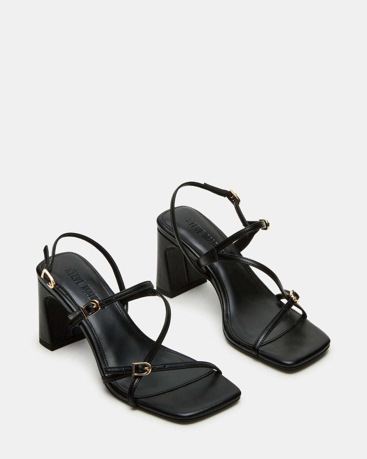 VANTAGE Black Women's Square-Toe Strappy Slingback Heel