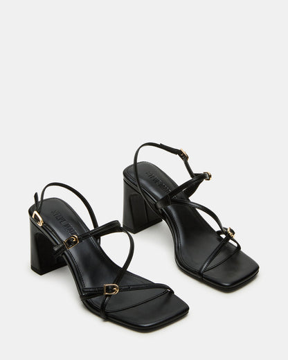 VANTAGE Black Women's Square-Toe Strappy Slingback Heel