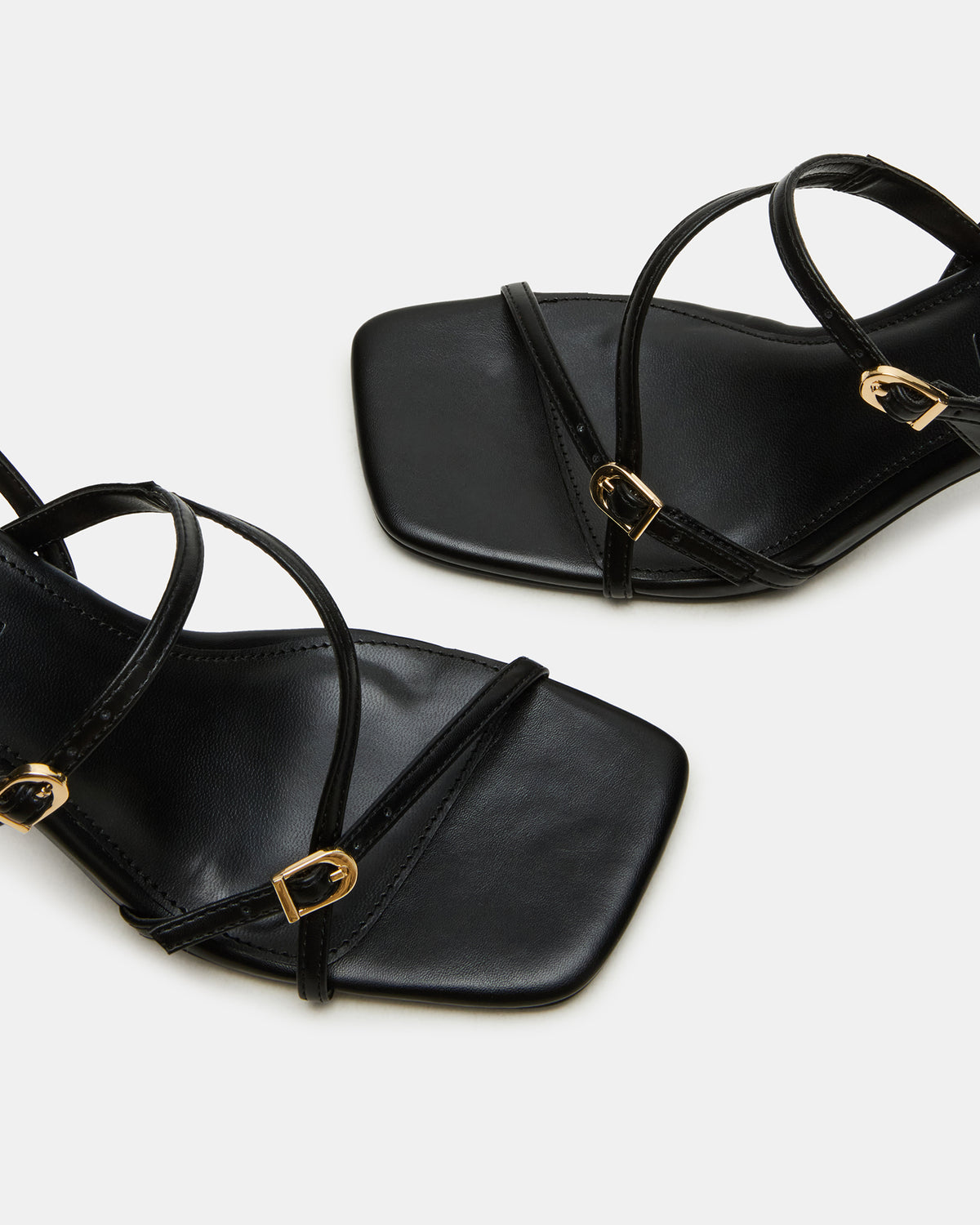VANTAGE Black Women's Square-Toe Strappy Slingback Heel