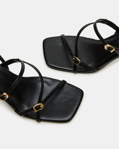 VANTAGE Black Women's Square-Toe Strappy Slingback Heel
