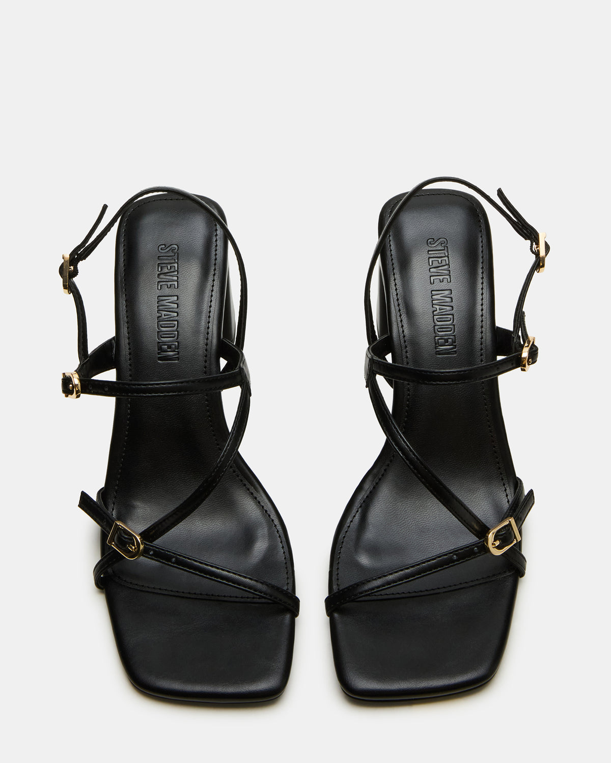 VANTAGE Black Women's Square-Toe Strappy Slingback Heel