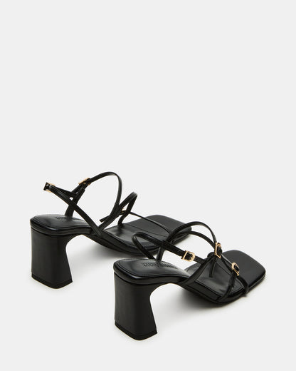 VANTAGE Black Women's Square-Toe Strappy Slingback Heel