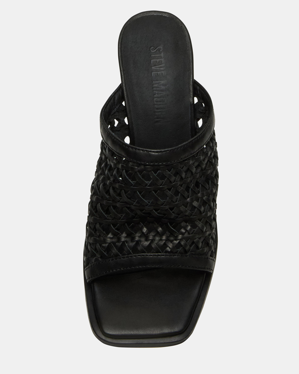 FRESCA Black Woven Square-Toe Mule Women's Heel