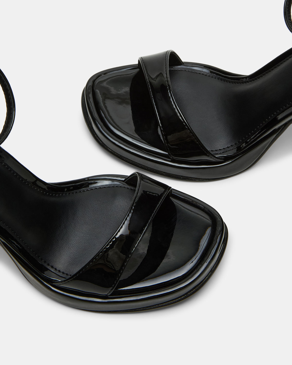 SULLIVAN Black Patent Square-Toe Strappy Heel | Women's Heels