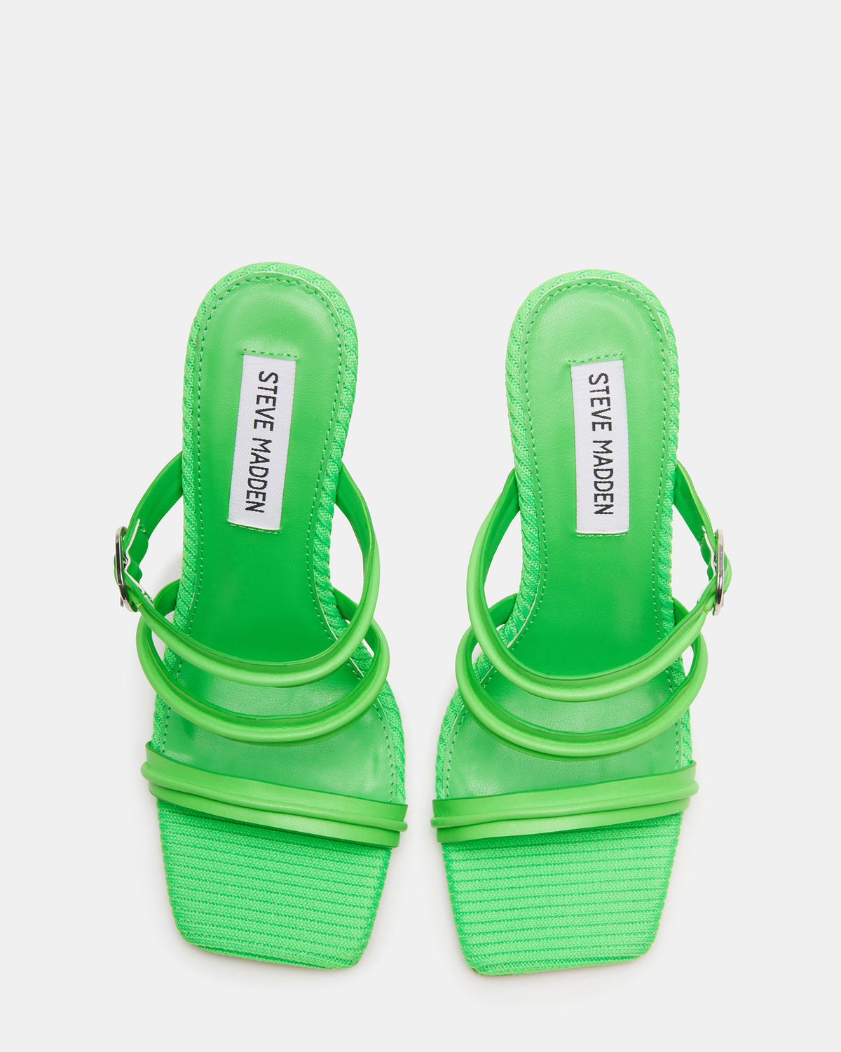 TRIN Green Strappy Square Toe Mule | Women's Heels