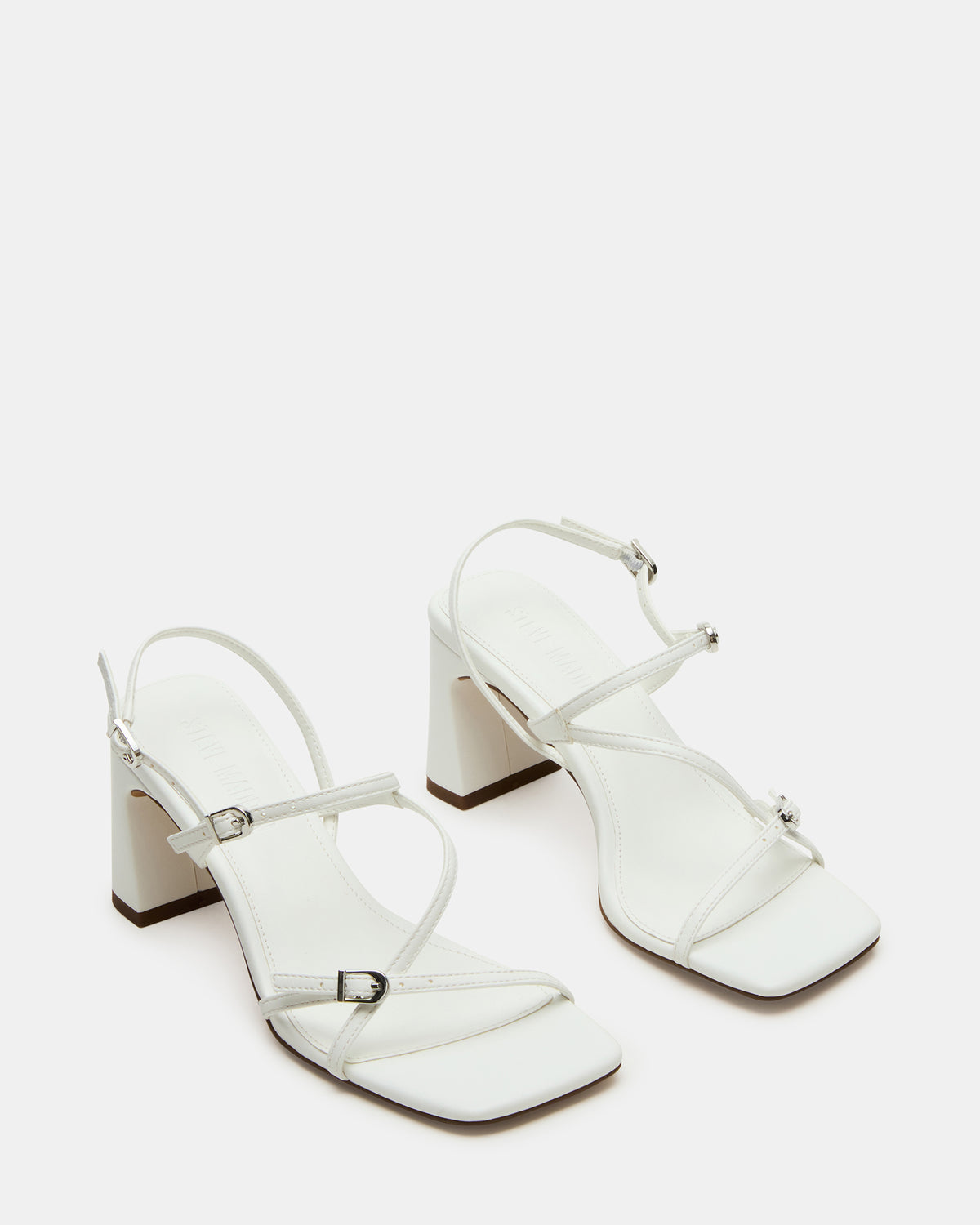VANTAGE White Women's Square-Toe Strappy Slingback Heel