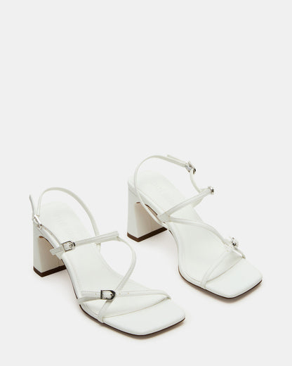 VANTAGE White Women's Square-Toe Strappy Slingback Heel