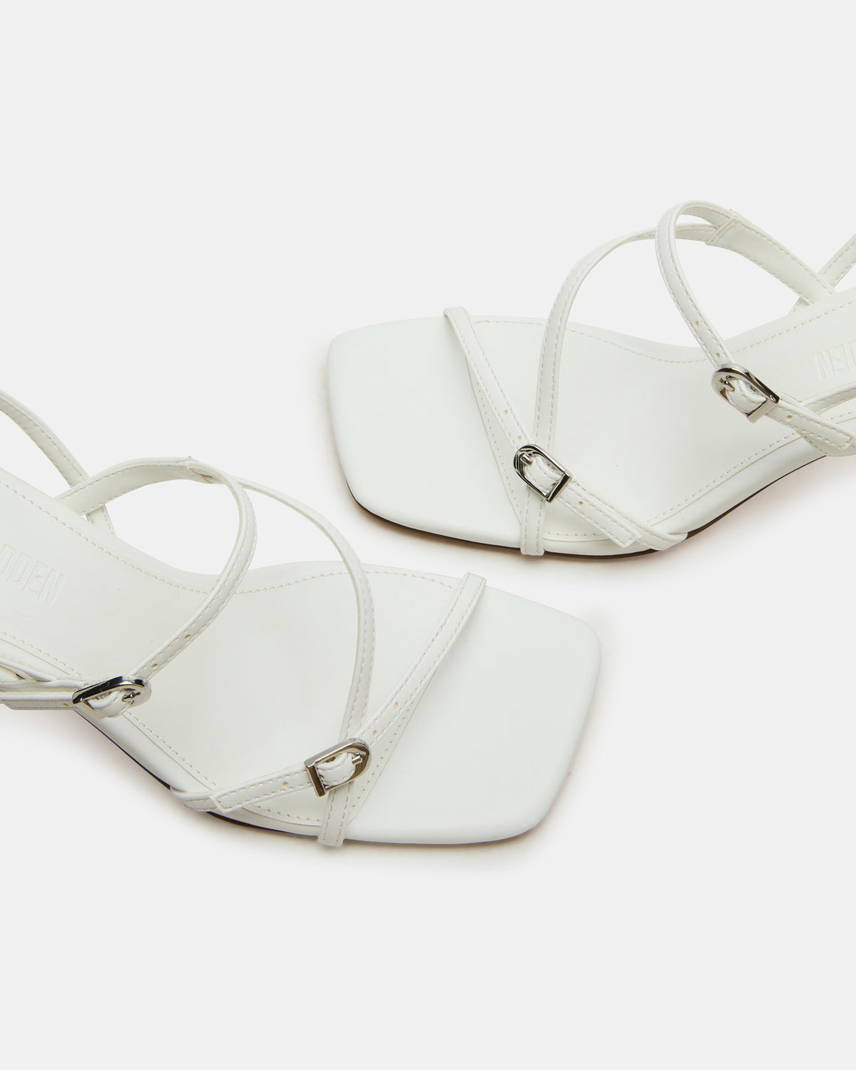 VANTAGE White Women's Square-Toe Strappy Slingback Heel