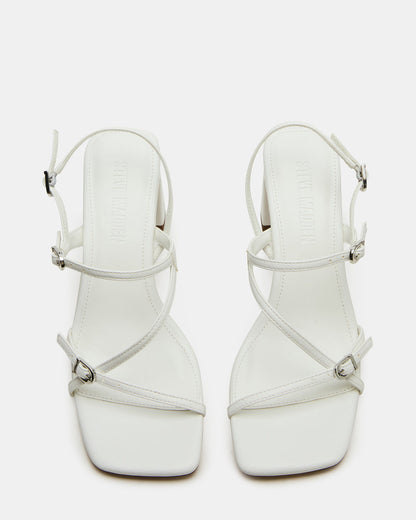 VANTAGE White Women's Square-Toe Strappy Slingback Heel