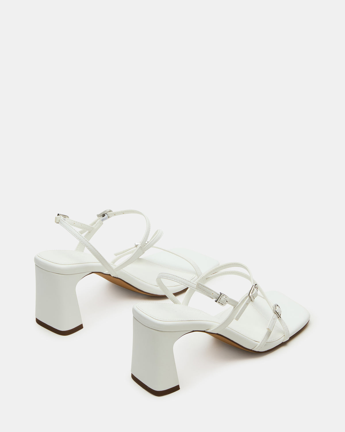 VANTAGE White Women's Square-Toe Strappy Slingback Heel