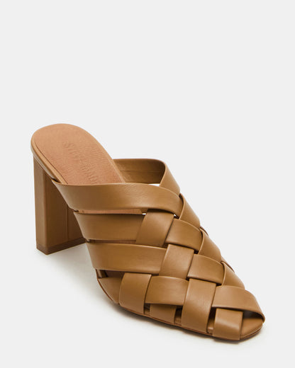 NAKITA Natural Square-Toe Woven Mule Women's Heel