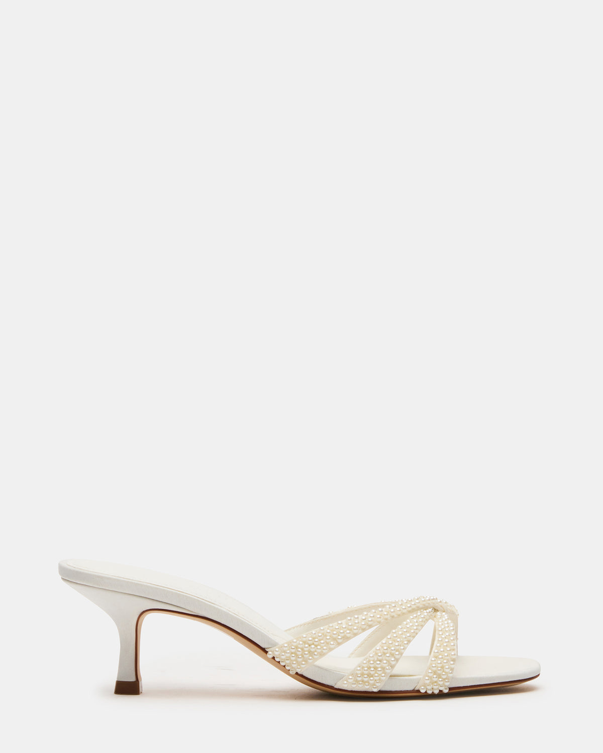 CARY Pearl Ivory Square-Toe Strappy Mule Women's Heel