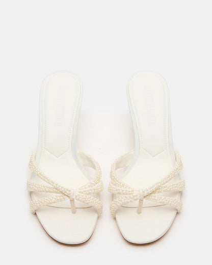 CARY Pearl Ivory Square-Toe Strappy Mule Women's Heel