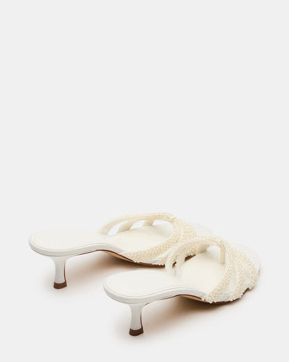 CARY Pearl Ivory Square-Toe Strappy Mule Women's Heel