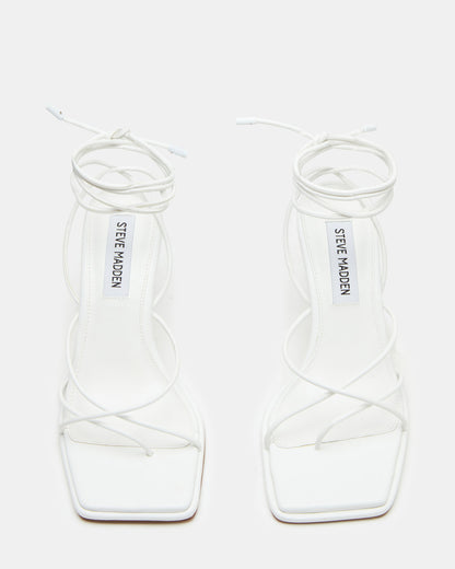JOLENE White Strappy Lace-Up Heel | Women's Heels