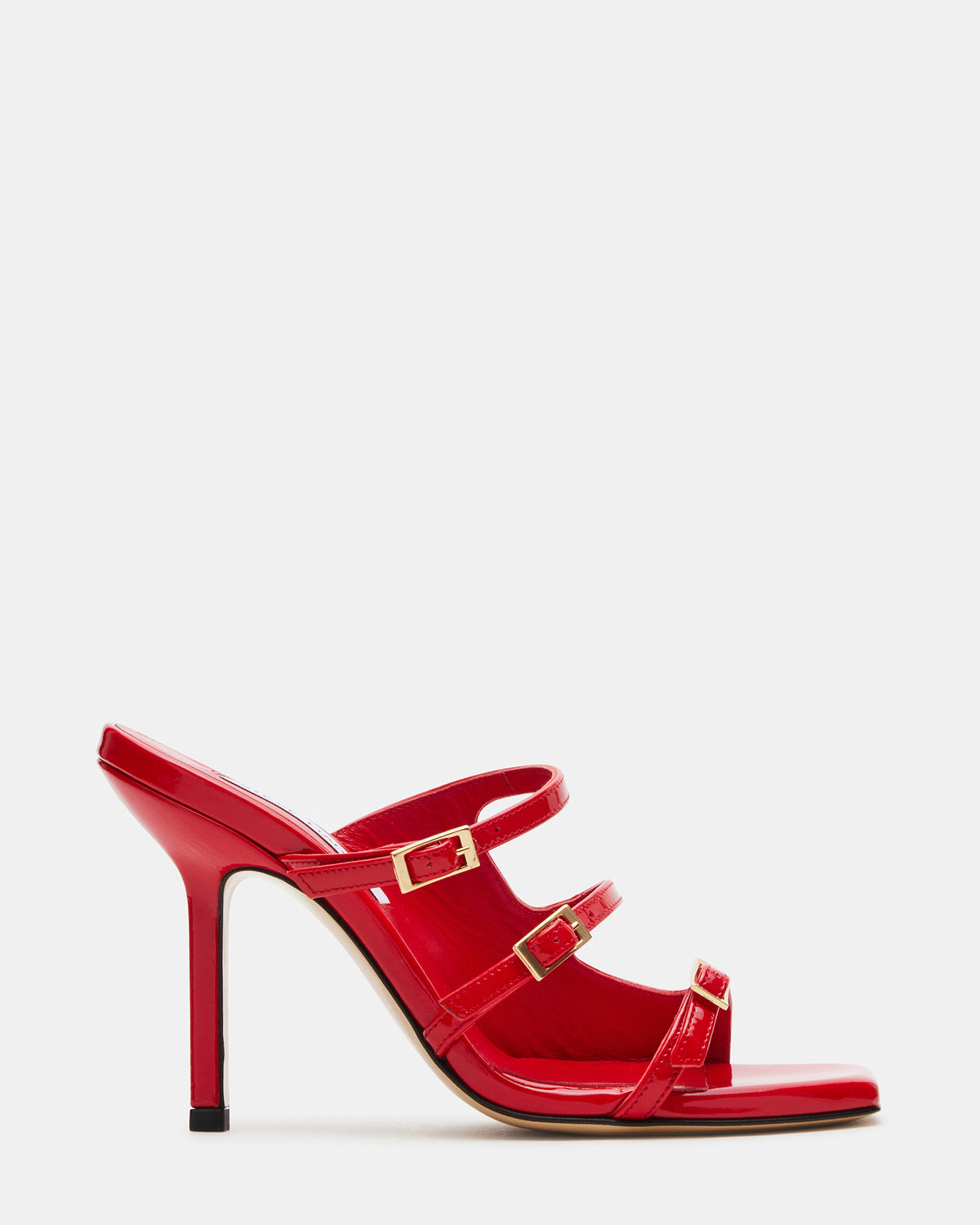 OPULENT Red Leather Square Toe Mule Heel | Women's Heels