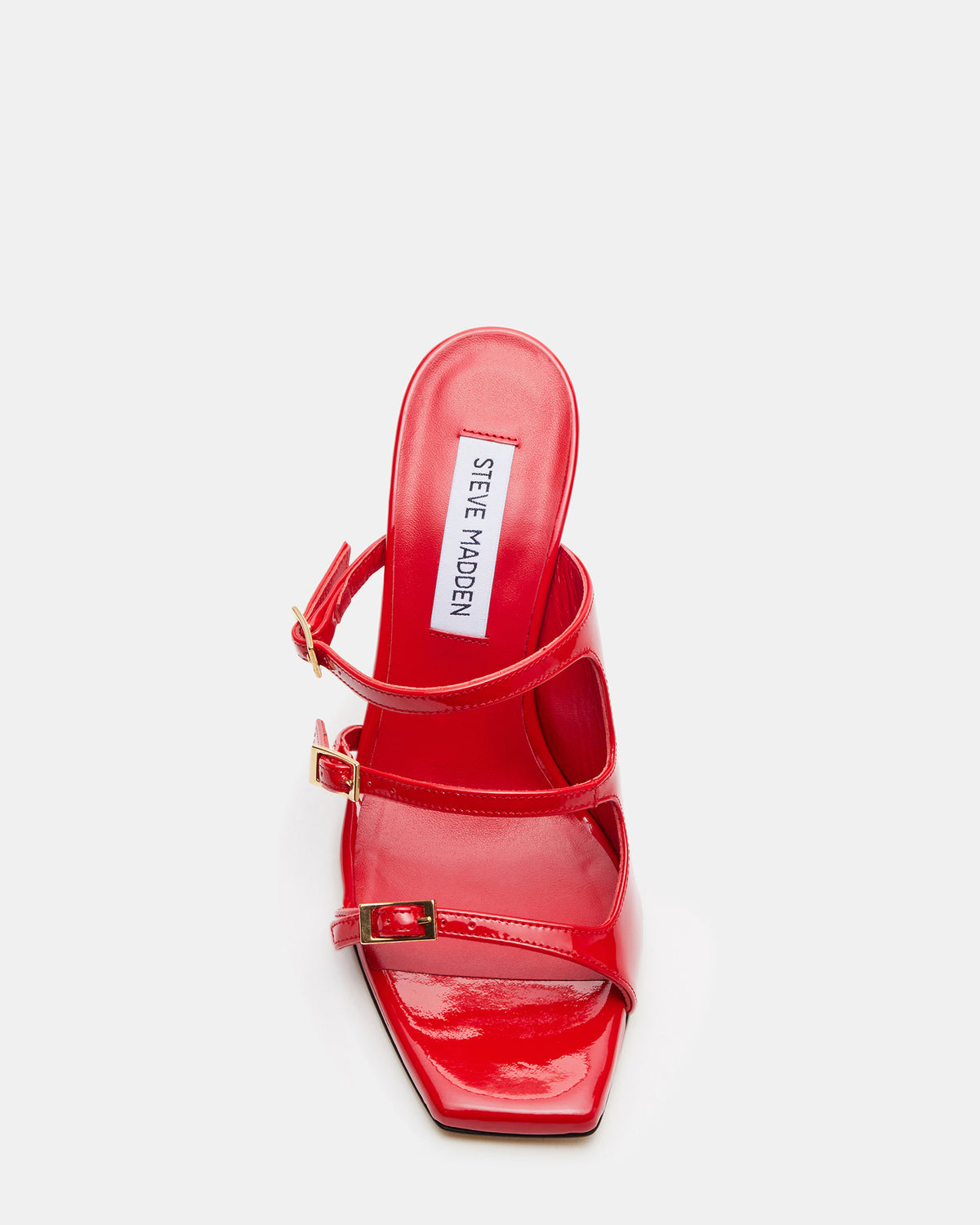 OPULENT Red Leather Square Toe Mule Heel | Women's Heels