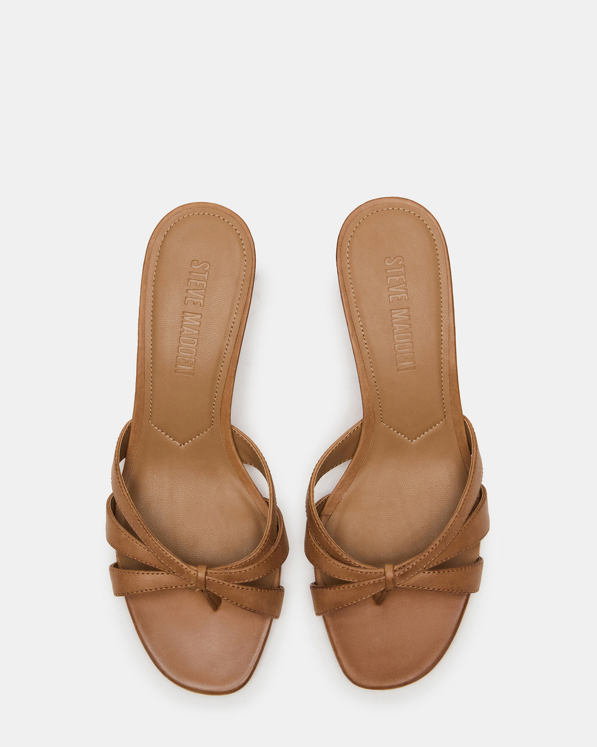 CARY Camel Leather Square-Toe Strappy Mule Women's Heel