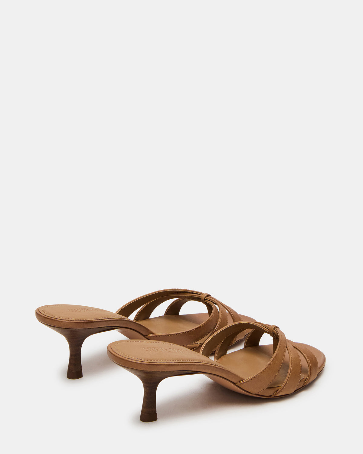 CARY Camel Leather Square-Toe Strappy Mule Women's Heel
