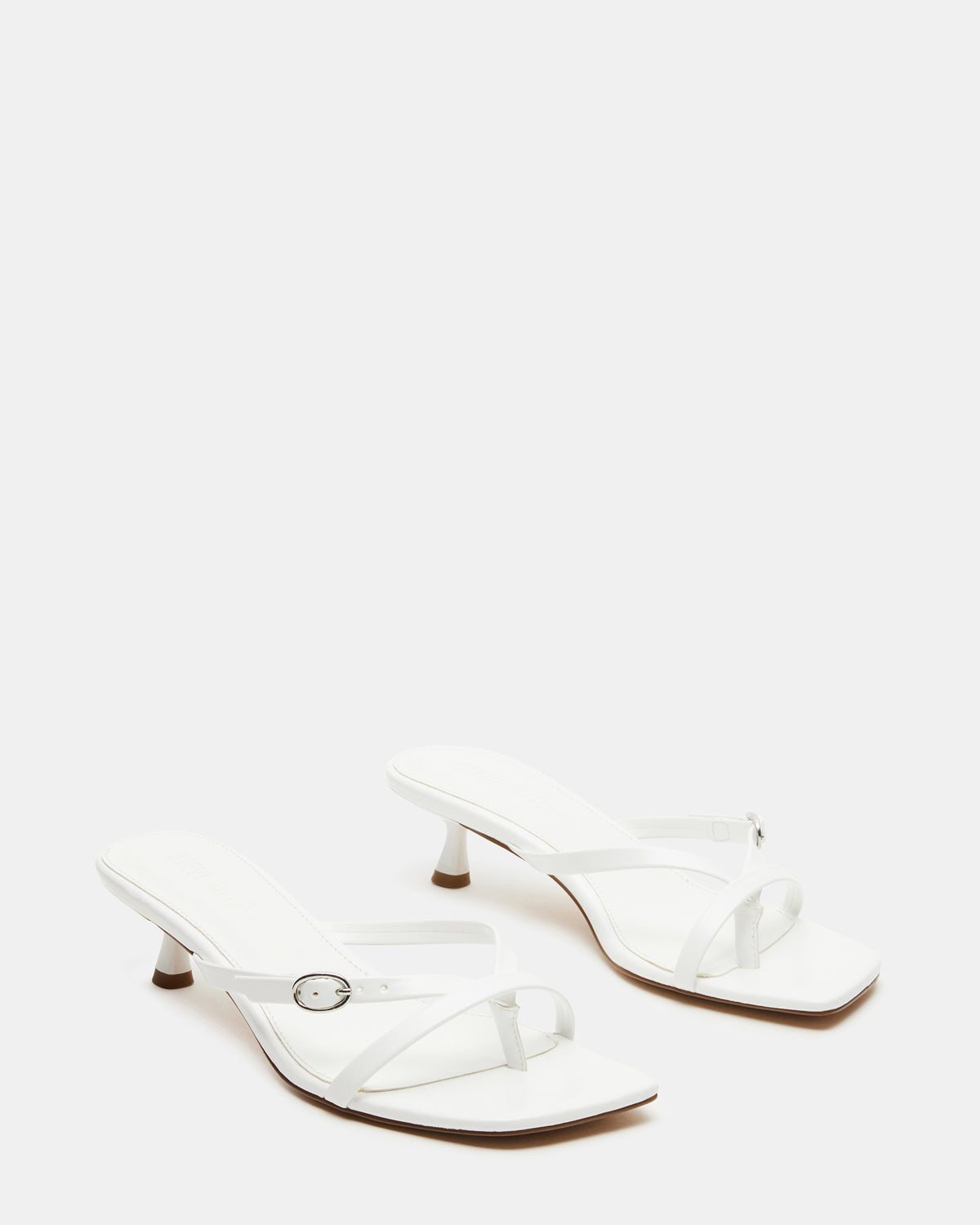 JANA White Strappy Mule Kitten Heel | Women's Heels
