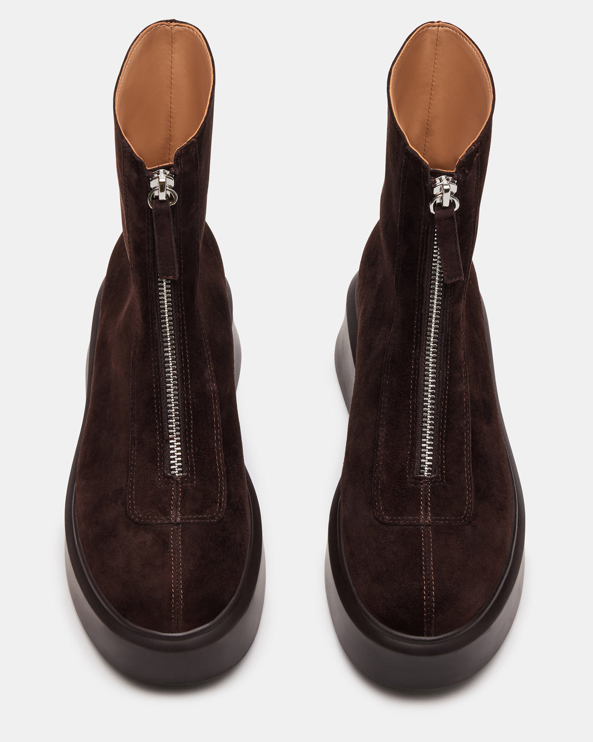 JONES Chocolate Brown Suede Zipper Lug Women's Ankle Boot