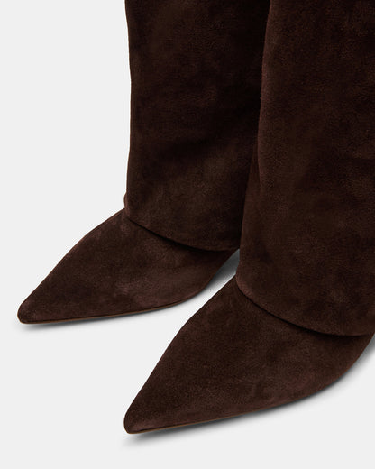 LUCA Brown Suede Pointed-Toe Cuffed Kitten Heel Women's Boot