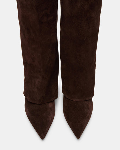 LUCA Brown Suede Pointed-Toe Cuffed Kitten Heel Women's Boot