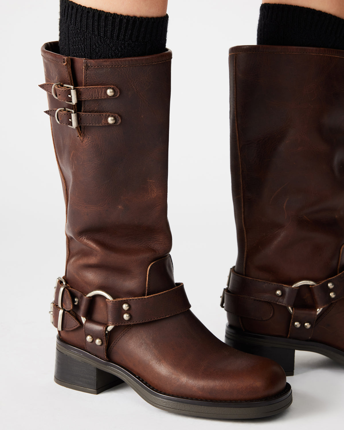 ASTOR Brown Leather Knee-High Boot | Women's Boots