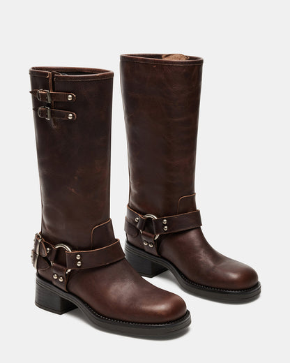 ASTOR Brown Leather Knee-High Boot | Women's Boots