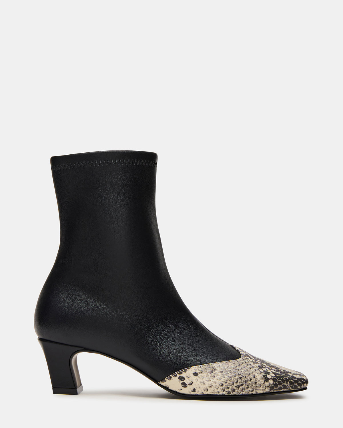 JETER Black Snake Square-Toe Women's Ankle Boot