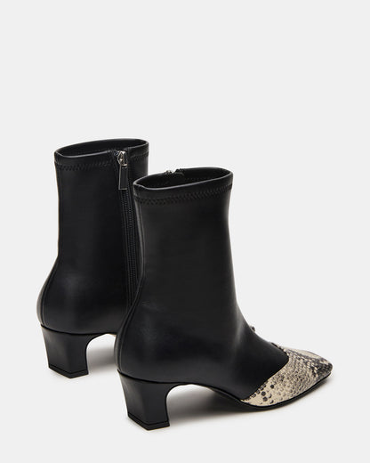 JETER Black Snake Square-Toe Women's Ankle Boot