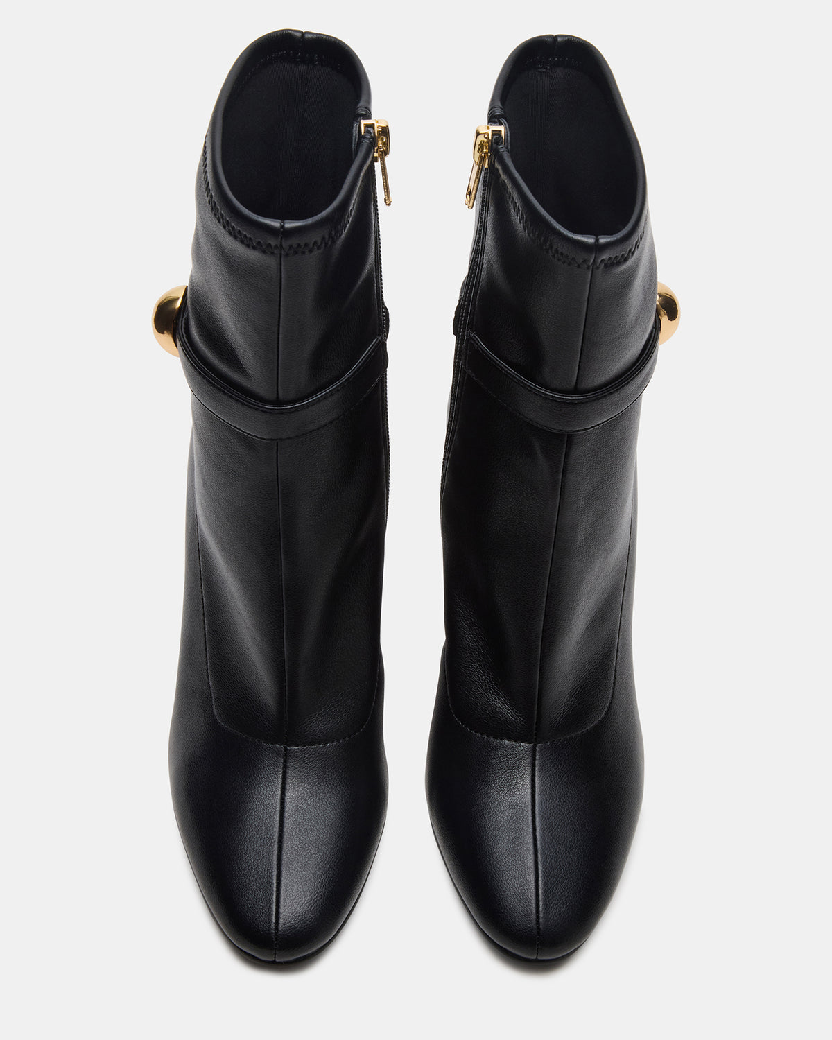 AROMA Black Buckle Gold Detail Block Heel Women's Ankle Boot