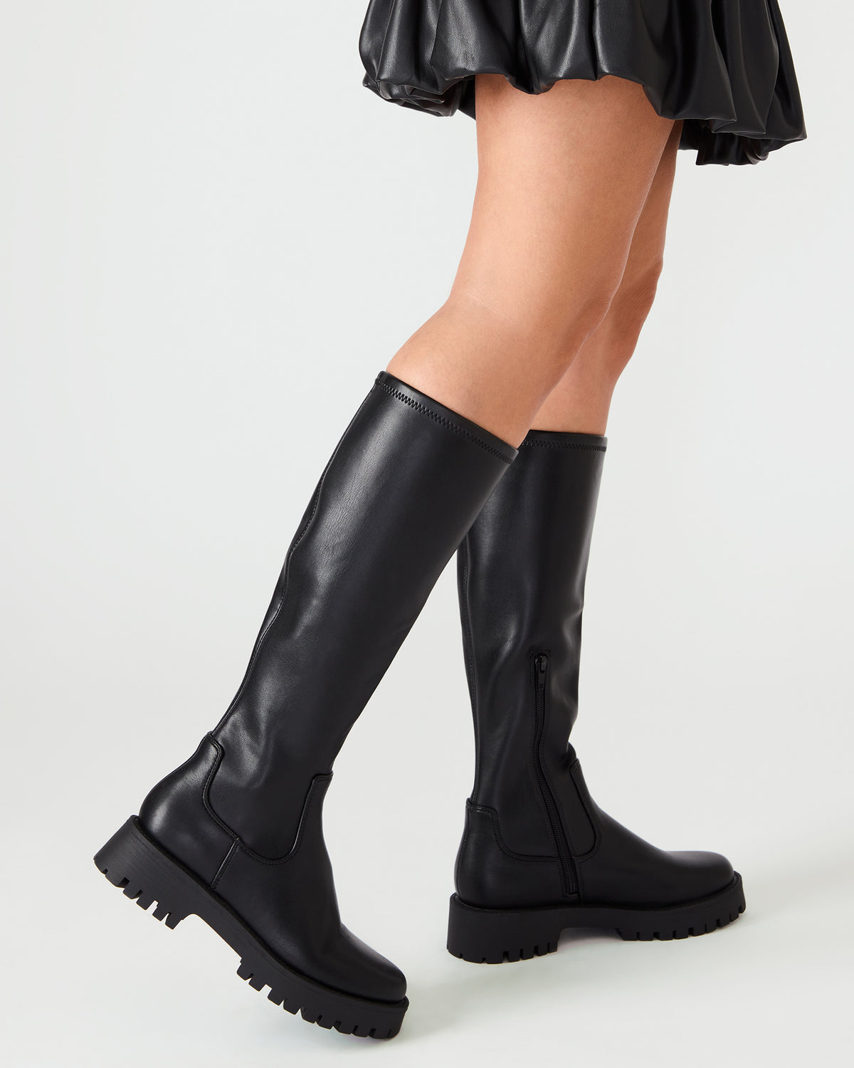 LABELLE Black Knee-High Lug Platform Women's Boot