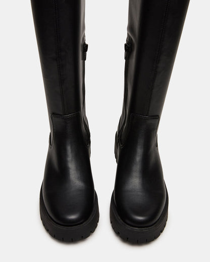 LABELLE Black Knee-High Lug Platform Women's Boot