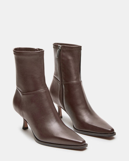 STASIA Brown Pointed-Toe Kitten Heel Women's Ankle Boot