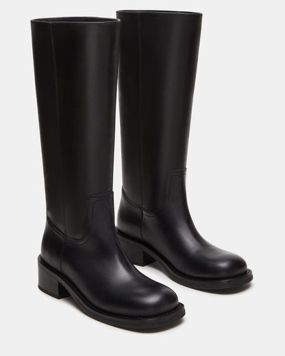 RIGGS Black Leather Square-Toe Women's Boot