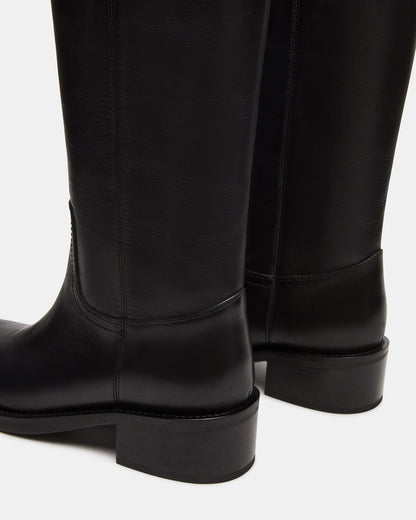 RIGGS Black Leather Square-Toe Women's Boot